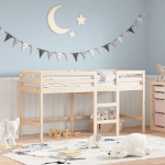 Letto Soppalco con Scala Bambini 80x200cm Massello Pino