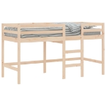 Letto Soppalco con Scala Bambini 90x200 cm Legno Massello Pino