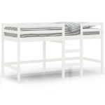 Letto Soppalco con Scala Bambini Bianco 80x200cm Massello Pino