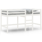 Letto Soppalco con Scala Bambini Bianco 90x200cm Massello Pino