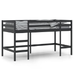 Letto Soppalco con Scala Bambini Nero 80x200cm Massello Pino