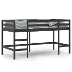 Letto Soppalco con Scala Bambini Nero 90x200cm Massello Pino