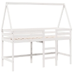 Letto Soppalco con Scala e Tetto Bianco 80x200 cm Massello Pino