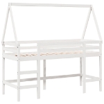 Letto Soppalco con Scala e Tetto Bianco 90x200 cm Massello Pino