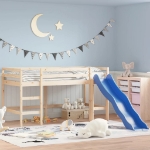 Letto Soppalco con Scivolo Bambini 80x200cm Legno Massello Pino