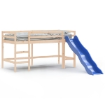 Letto Soppalco con Scivolo Bambini 80x200cm Legno Massello Pino