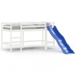 Letto Soppalco Scivolo Bambini Bianco 80x200 cm Massello Pino