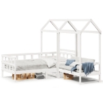 Set Dormeuse con Tetto Bianco 90x200 cm Legno Massello di Pino