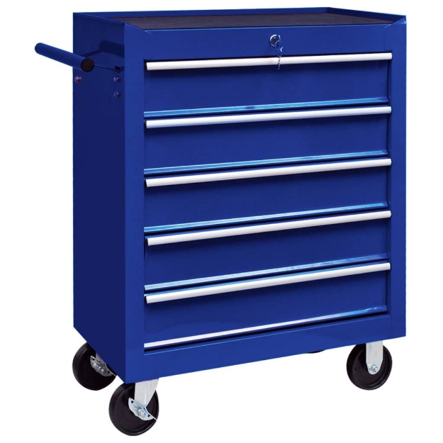 Carrello Portautensili con 5 Cassetti per Officina Blu