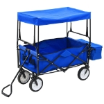 Carrello Pieghevole a Mano con Tettuccio in Acciaio Blu