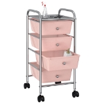 Carrello Portaoggetti Mobile con 4 Cassetti Rosa in Plastica