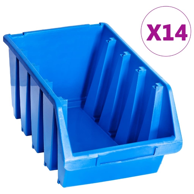 Contenitori Impilabili 14 pz Blu in Plastica