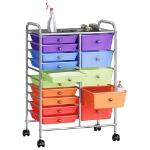 Carrello Portaoggetti XXL 15 Cassetti Multicolore in Plastica