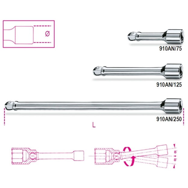 Beta Tools Barra di Estensione Mobile da 3/8" 910AN/250