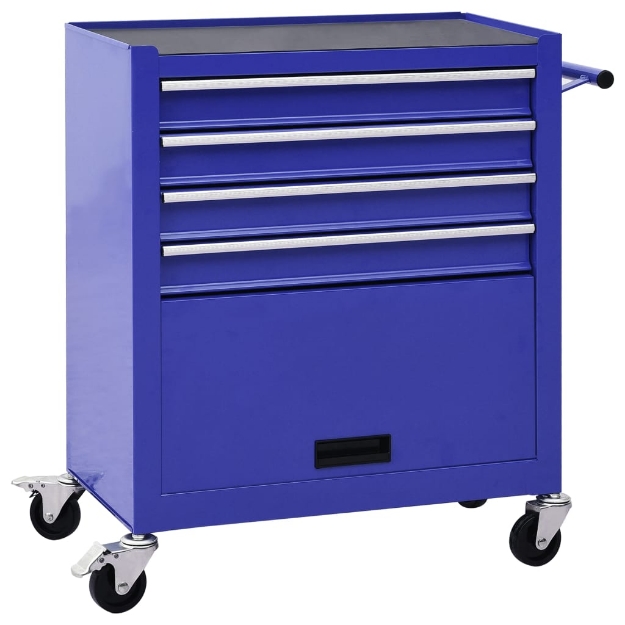 Carrello Portautensili con 4 Cassetti in Acciaio Blu