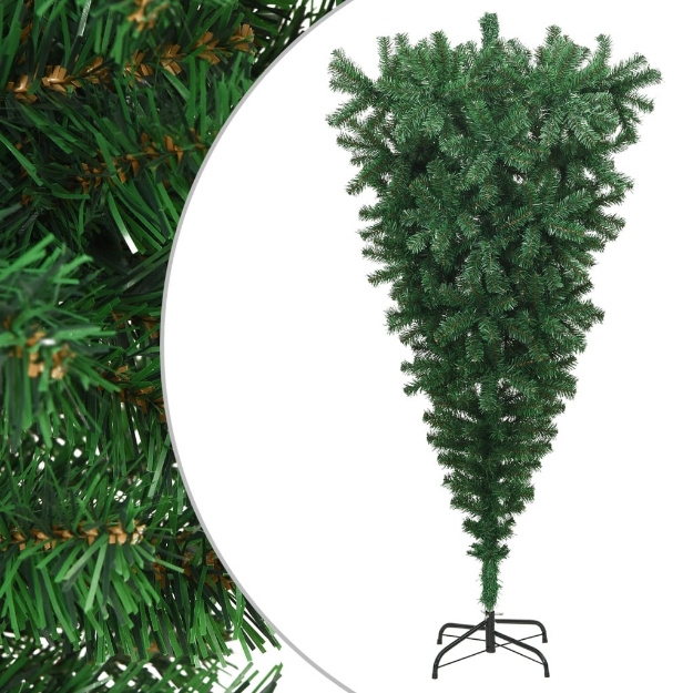 Albero di Natale Artificiale Capovolto con Supporto Verde 210 cm PVC