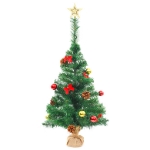 Albero di Natale Preilluminato con Palline Verde 64 cm