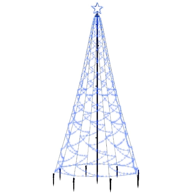 Albero di Natale con Palo in Metallo 500 LED Blu 3 m