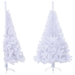 Albero di Natale Artificiale Metà con Supporto Bianco 120cm PVC