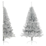 Albero di Natale a Metà con Supporto Argento 150 cm PET