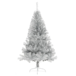 Albero di Natale a Metà con Supporto Argento 150 cm PET