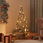 Albero di Natale Decorativo in Metallo Nero 90 cm