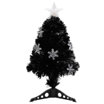 Albero di Natale con Fiocchi di Neve LED Nero 64cm Fibra Ottica