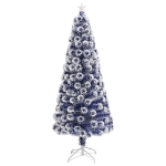 Albero Natale Preilluminato Bianco e Blu 180 cm in Fibra Ottica