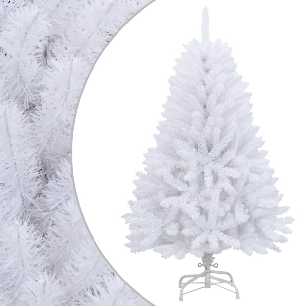 Albero di Natale Artificiale Incernierato con Base Bianco 120cm