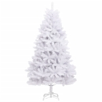 Albero di Natale Artificiale Incernierato con Base Bianco 180cm