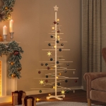 Albero di Natale Decorativo in Legno 180 cm Legno Massello Pino