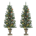 Alberi di Natale Artificiali 2 pz 100 LED Verde e Bianco 120 cm