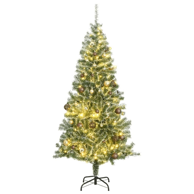 Albero di Natale Artificiale con 300 LED Palline e Neve 240 cm