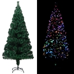 Albero di Natale con Supporto Verde 180 cm in Fibra Ottica