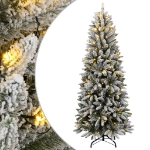 Albero di Natale Artificiale con 150 LED e Neve Fioccata 120 cm