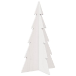 Albero di Natale Decorativo Bianco 80 cm Legno Massello di Pino