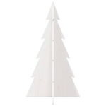 Albero di Natale Decorativo Bianco 80 cm Legno Massello di Pino