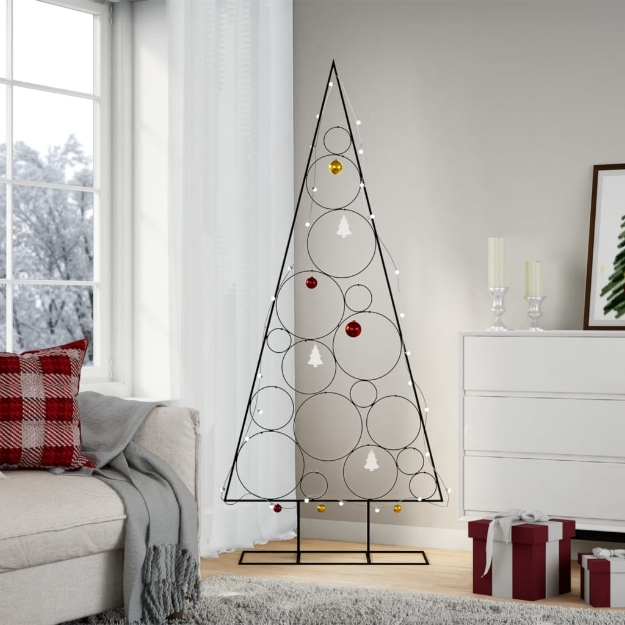 Albero di Natale Decorativo in Metallo Nero 180 cm