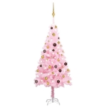 Albero di Natale Preilluminato con Palline Rosa 150 cm PVC