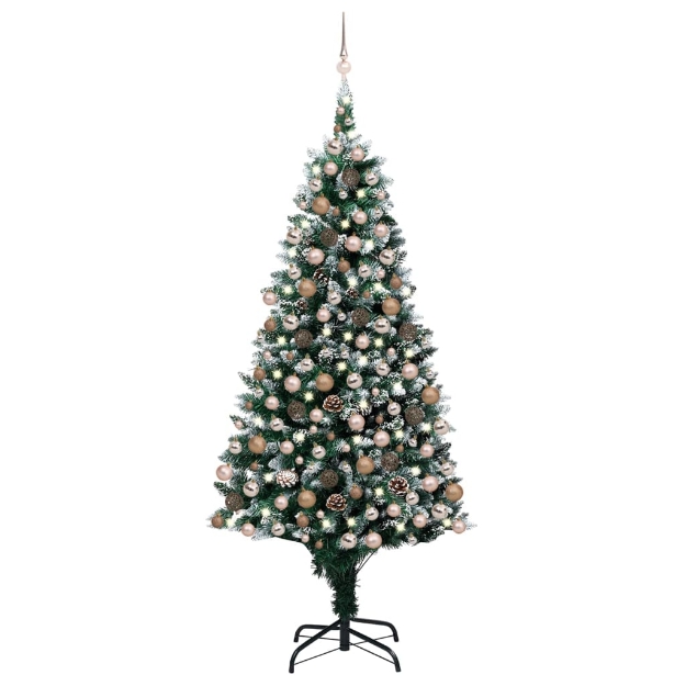 Albero di Natale Preilluminato con Palline e Pigne 240 cm