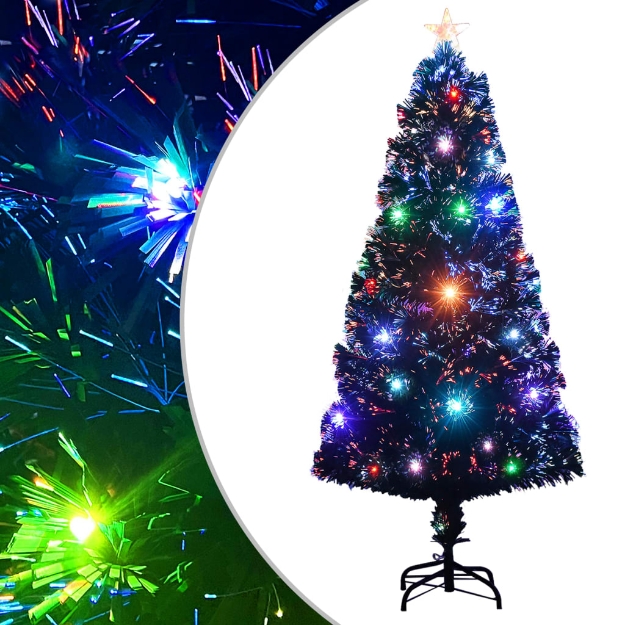 Albero di Natale Preilluminato con Supporto 120 cm Fibra Ottica