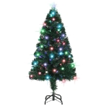 Albero di Natale Preilluminato con Supporto 120 cm Fibra Ottica