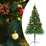 Albero di Natale Preilluminato con Palline Verde 180 cm