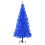 Albero di Natale Artificiale Sottile con Base Blu 210 cm PVC