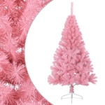 Albero di Natale Artificiale a Metà con Supporto Rosa 120cm PVC