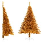 Albero di Natale Artificiale a Metà con Supporto Oro 150 cm PET