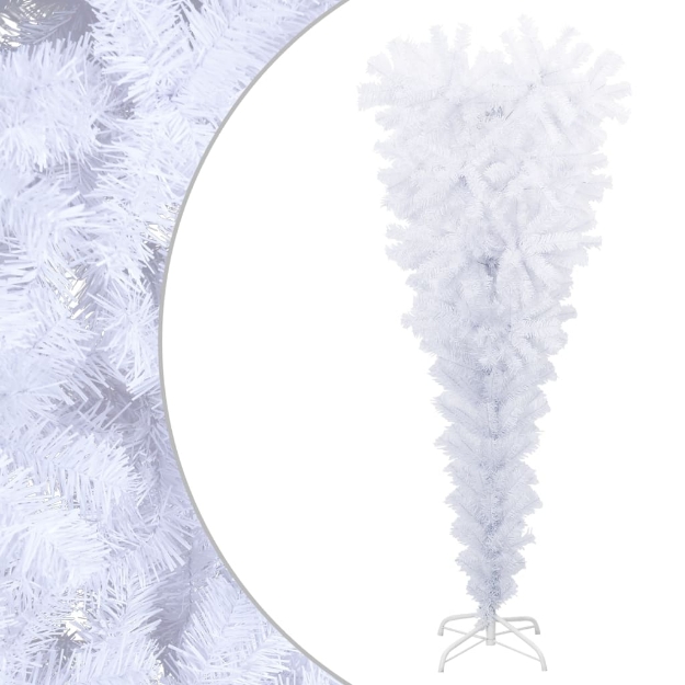 Albero di Natale Artificiale Capovolto con Base Bianco 150 cm