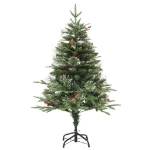 Albero di Natale Preilluminato con Pigne Verde 120 cm PVC e PE