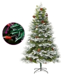 Albero di Natale Preilluminato con Pigne Verde 225 cm PVC e PE