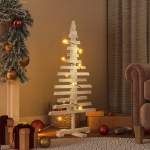 Albero di Natale Decorativo in Legno 90 cm Legno Massello Pino